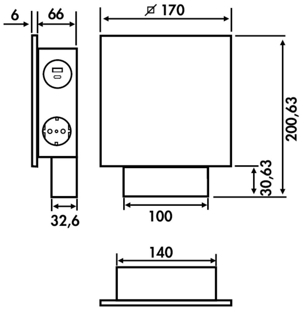 Aufbausteckdosenelement, Edelstahl/Glas weiß