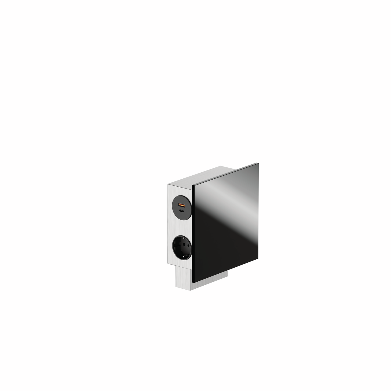 Mira Quad Aufbausteckdosenelement, Edelstahl/Glas schwarz