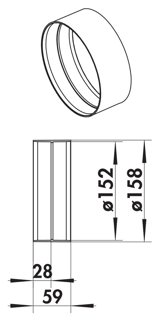 R-VBS 150 Rohrverbinder rund, Verbindungselement, weiß