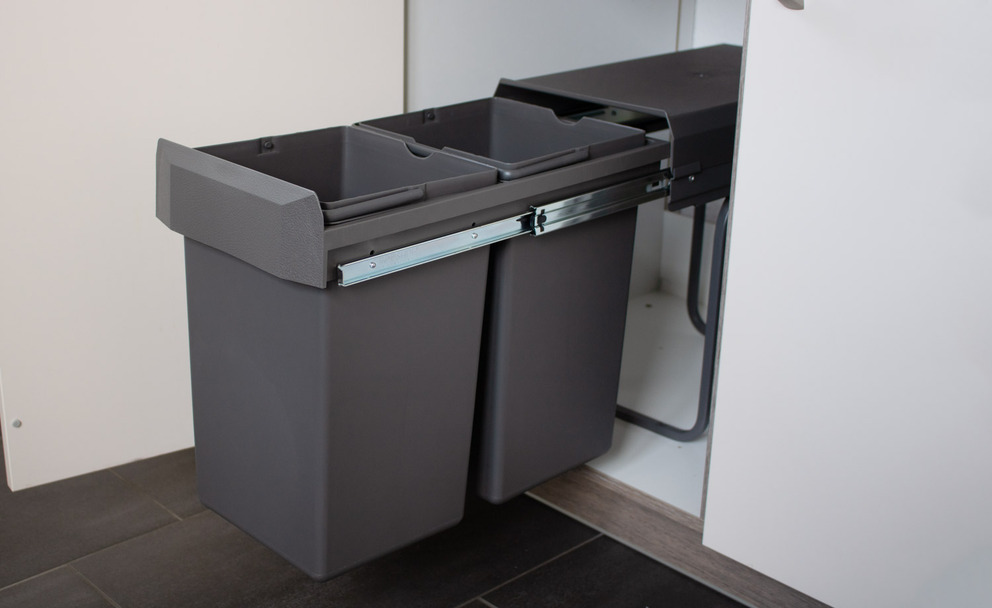 Einbau-Mülleimer 2-fach, 2x 15L, Vollauszug