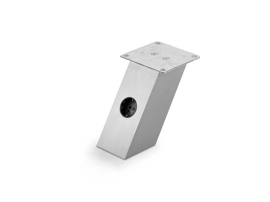 S03095_3023041_100 Schräge Konsole mit Steckdose, edelstahlfarbig, H 170 mm