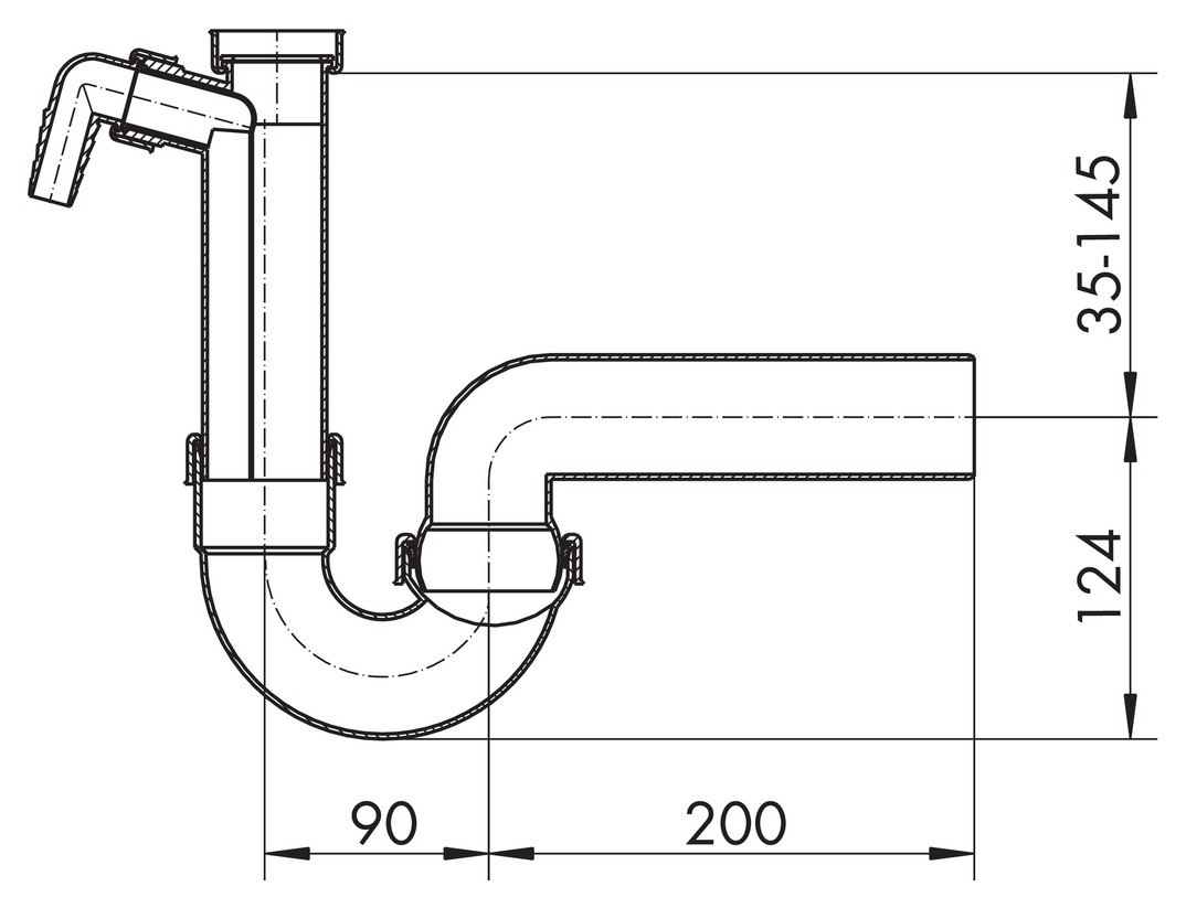 Kugelgelenksiphon 3 superleise, Siphon, 1 ½" x Ø 50 mm