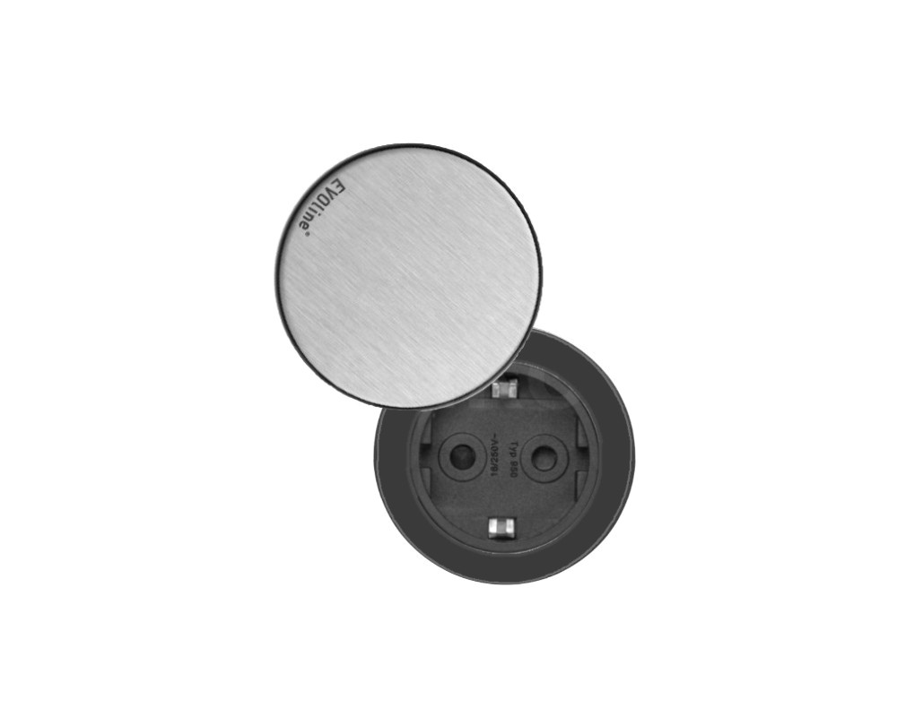 EVOline® One Steckdose schwarz mit Deckel Edelstahl EVOline® One Steckdose schwarz mit Deckel Edelstahl