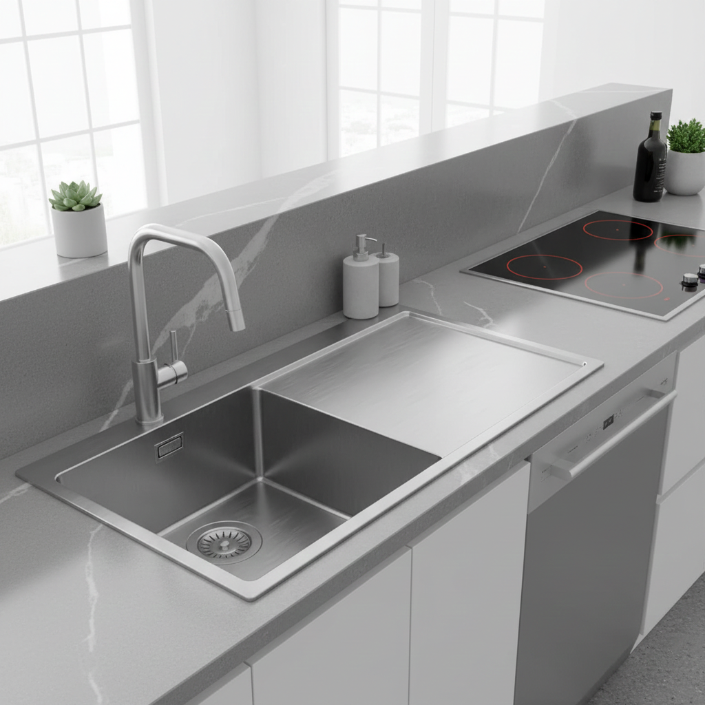 Flache barrierefreie Einbauspüle EST-3401BL
