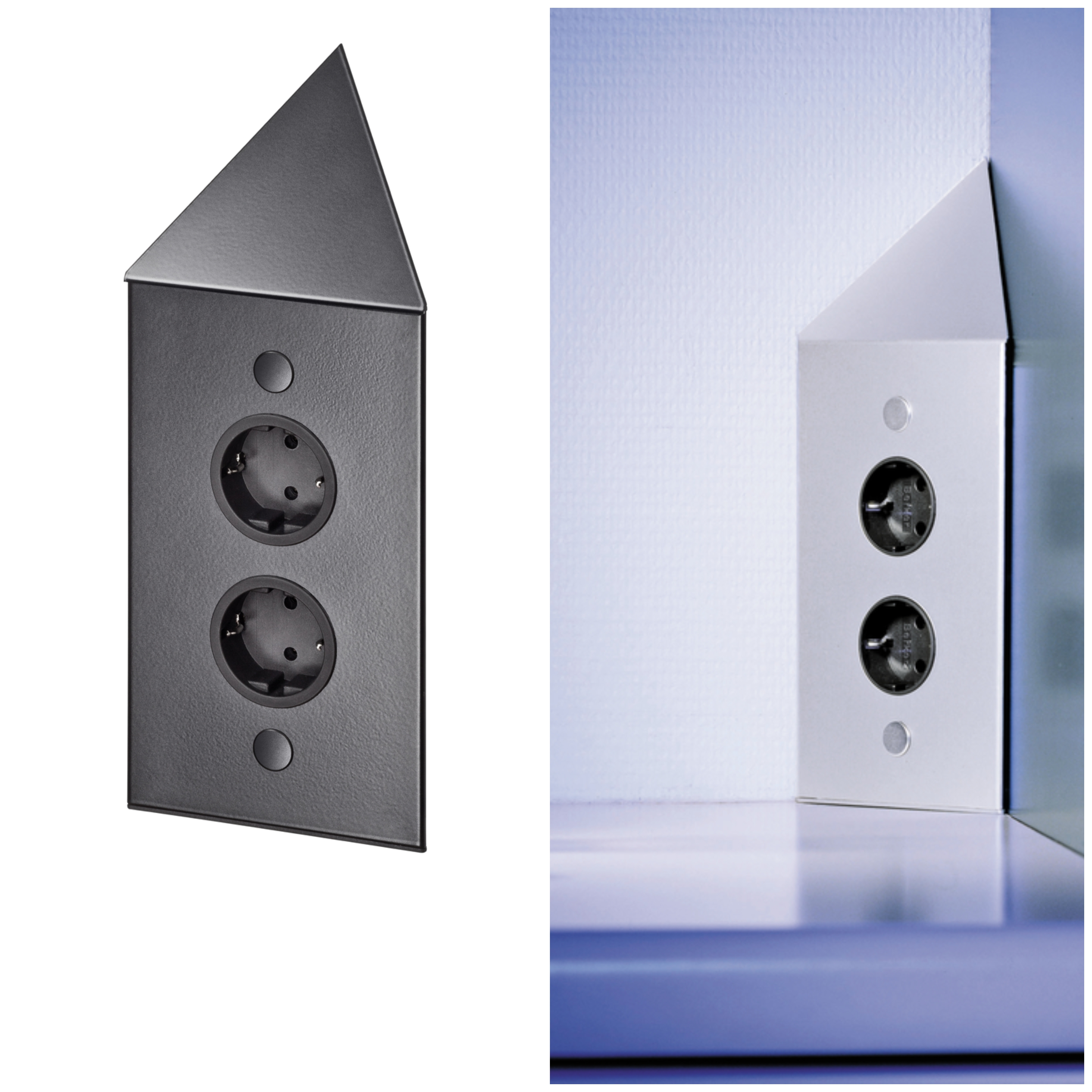 Ecksteckdose 2-fach, oben abgeschrägt