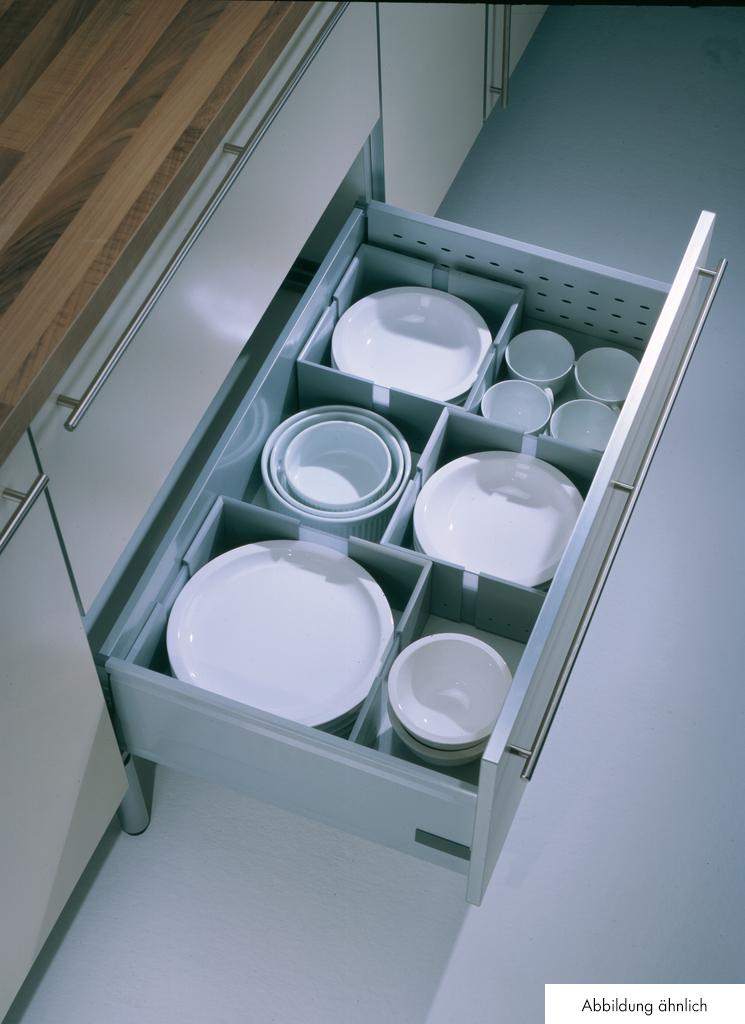 Einteilung für Auszüge, 3er Set, Ecken schwarz, stufenlos verstellbar