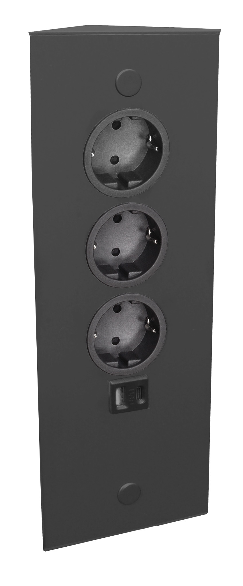 Ecksteckdose 3-fach mit USB A + C, schwarz