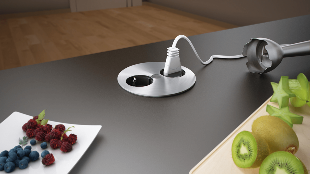 Steckdose u. USB-Doppelcharger Edelstahl Optik