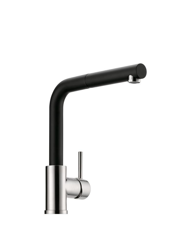 Arco 2, Einhebelmischer, edelstahlfinish/schwarz matt, Niederdruck
