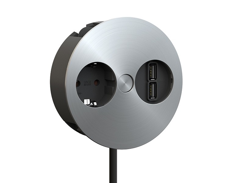 Steckdose u. USB-Doppelcharger Edelstahl Optik Steckdose u. USB-Doppelcharger Edelstahl Optik