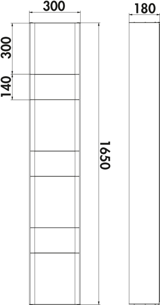 transFORM Solitärregal, Regalsystem, 1650 x 300 x 180 mm (H x B x T)