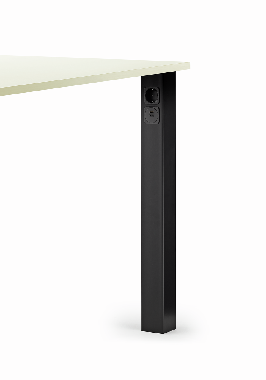 Stützfuß Connero 3, schwarz matt, Steckdose + US