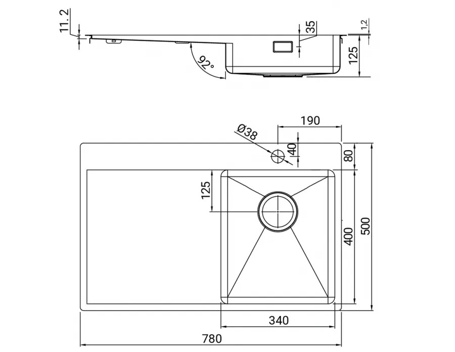 Flache barrierefreie Einbauspüle EST-3401BR
