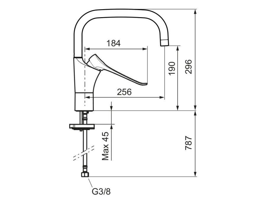 Mischbatterie mit langem Hebel, chrom, barrierefrei