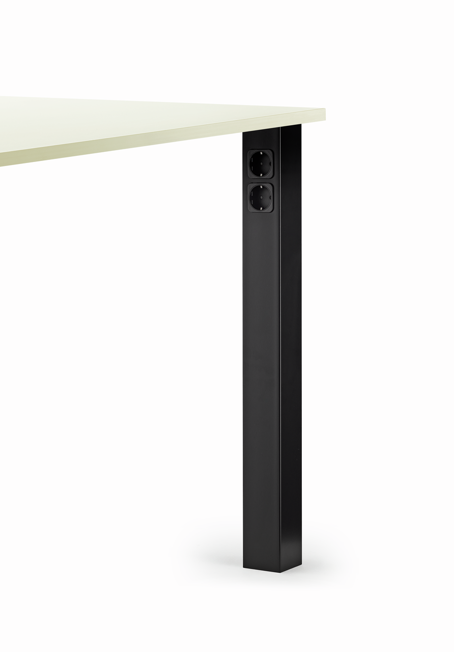 Stützfuß Connero 2, schwarz matt, 2 Steckdosen