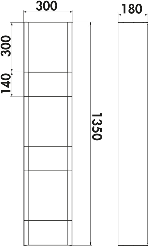 transFORM Solitärregal, Regalsystem, 1350 x 300 x 180 mm (H x B x T)