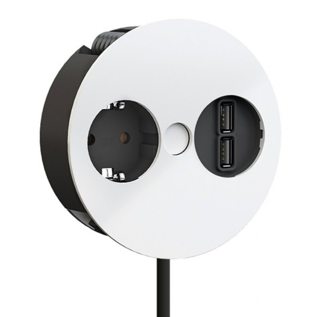Steckdose u. USB-Doppelcharger, weiß matt Steckdose u. USB-Doppelcharger, weiß matt