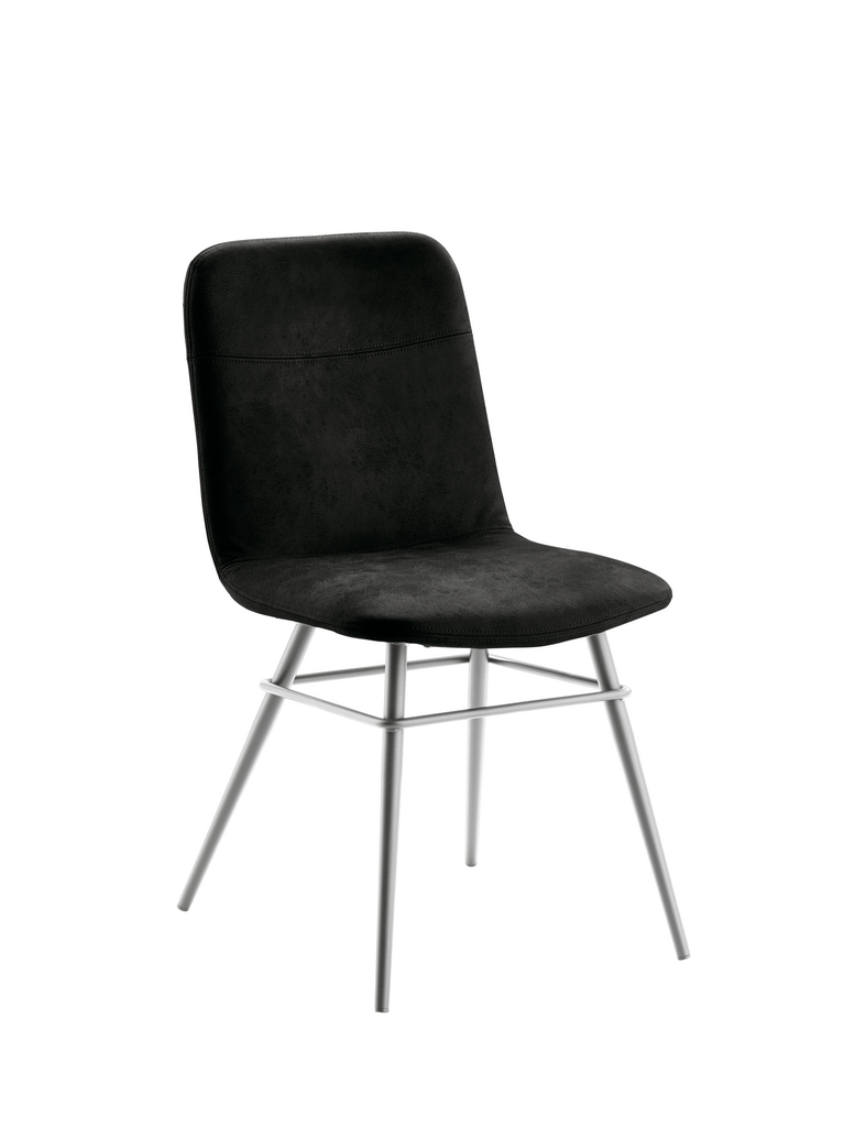Felice 1, Stuhl, Gestell edelstahlfarbig, Bezug schwarz