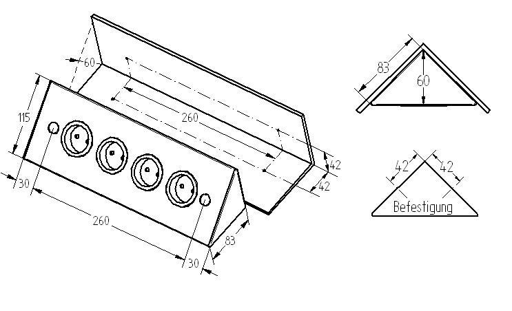 Ecksteckdose 4-fach, Edelstahl