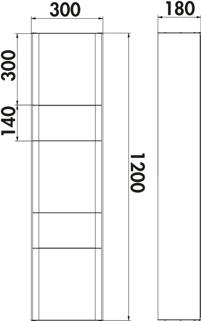 transFORM Solitärregal, Regalsystem, 1200 x 300 x 180 mm (H x B x T)