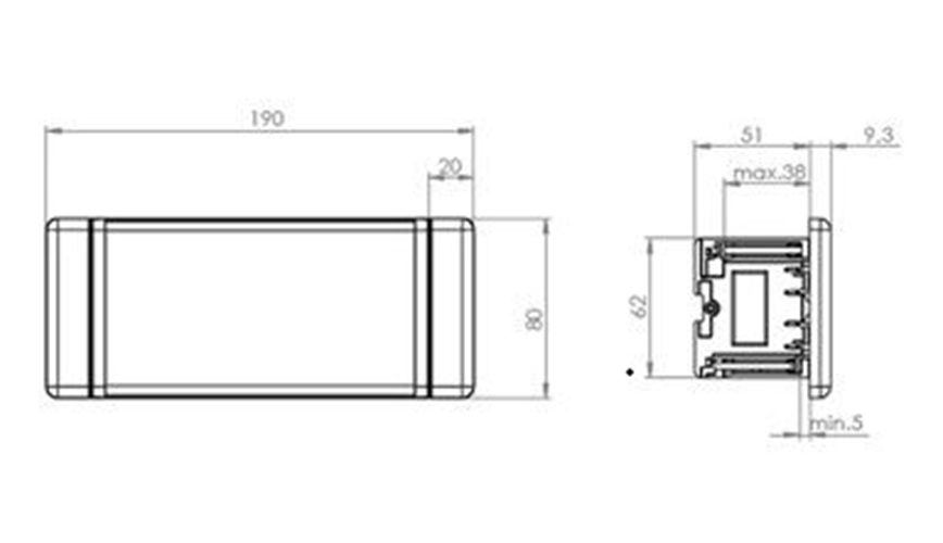 EVOline® FrameDock Hide, 2 Steckdosen, 2 USB