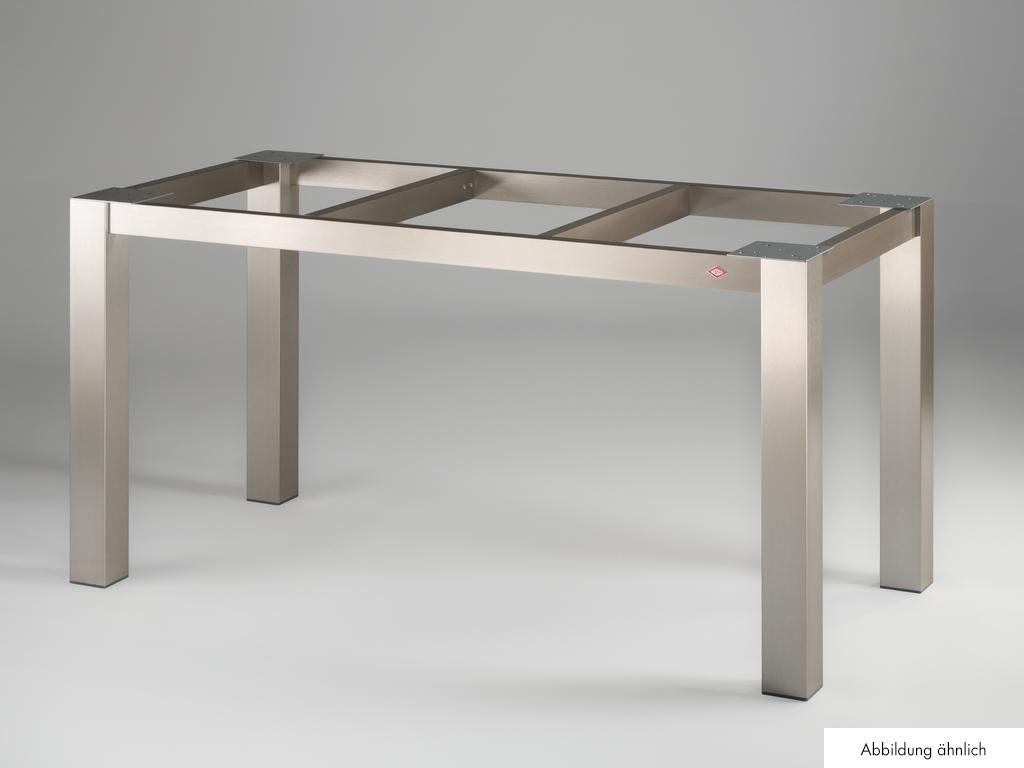 Tischgestell TG80 für Granitplatte, Tisch, edelstahlfarbig gebürstet, B 710 mm, T 710 mm