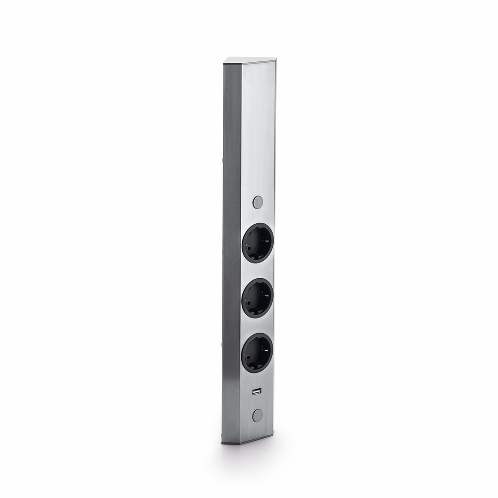 Mira Eck small USB A, Steckdosenelement, Edelstahl