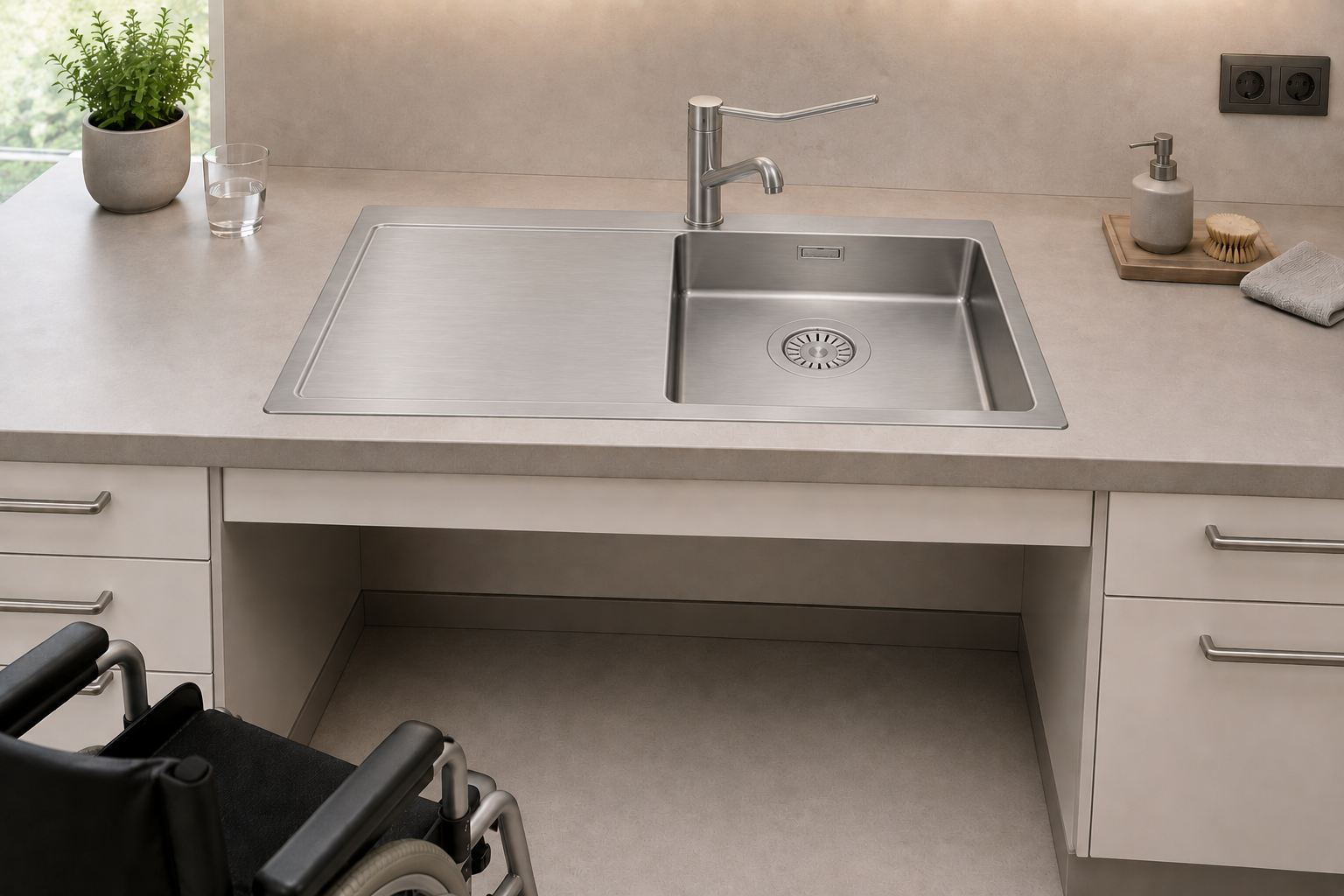 Flache barrierefreie Einbauspüle EST-3401BR