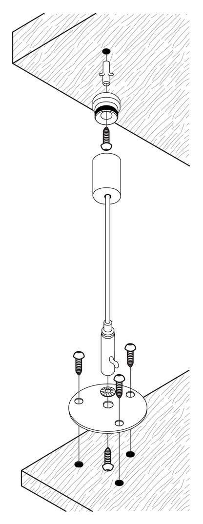 Drahtseilabhängung, Baldachinsystem, L 1000 mm