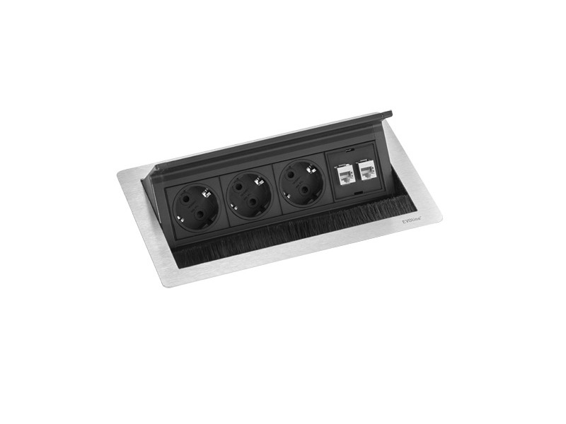EVOline® FlipTop PUSH Data M, 3x VDE Steckdosen 2x RJ45 EVOline® FlipTop PUSH Data M, 3x VDE Steckdosen 2x RJ45