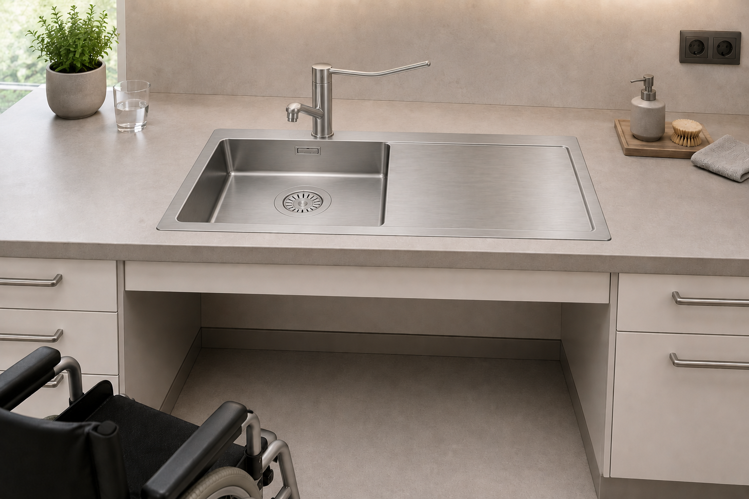 Flache barrierefreie Einbauspüle EST-3401BL