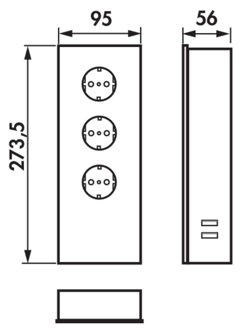Mira Glas-USB, Aufbausteckdosenelement, Edelstahl/Glas weiß