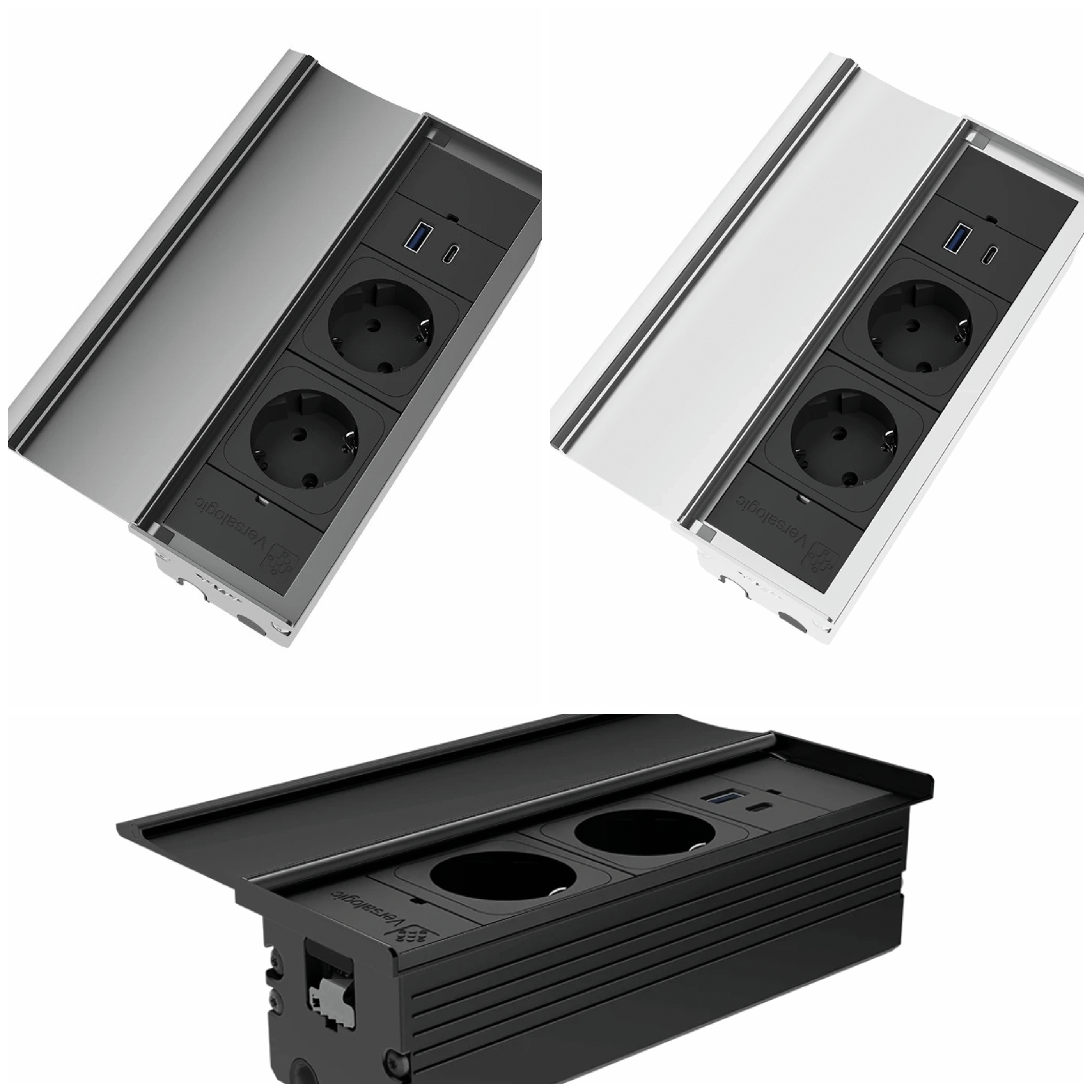 Einbausteckdosenelement VersaLid  2-fach mit USB A/C