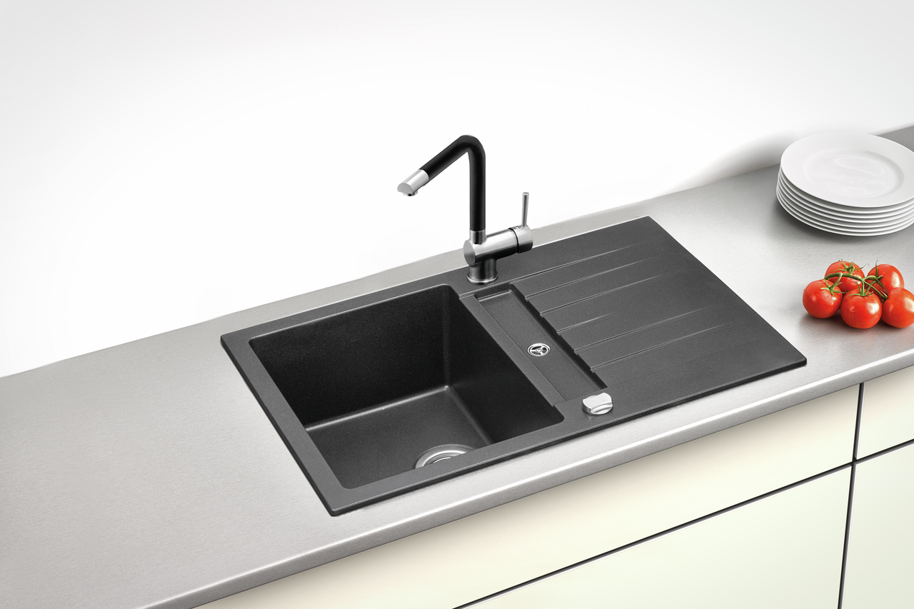 Corto 780 – Set, Einbauspüle, granit nero, Set, inkl. Drive 1S, edelstahlfarbig/schwarz