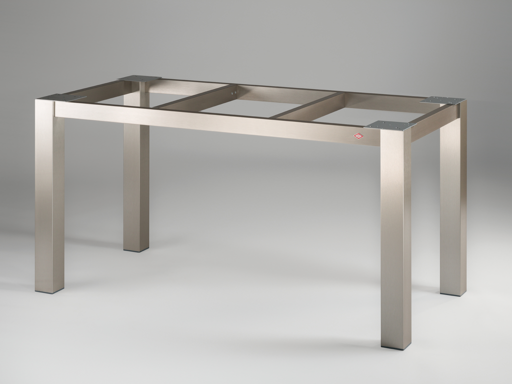Tischgestell TG80 für Granitplatte, edelstahlfarbig gebürstet