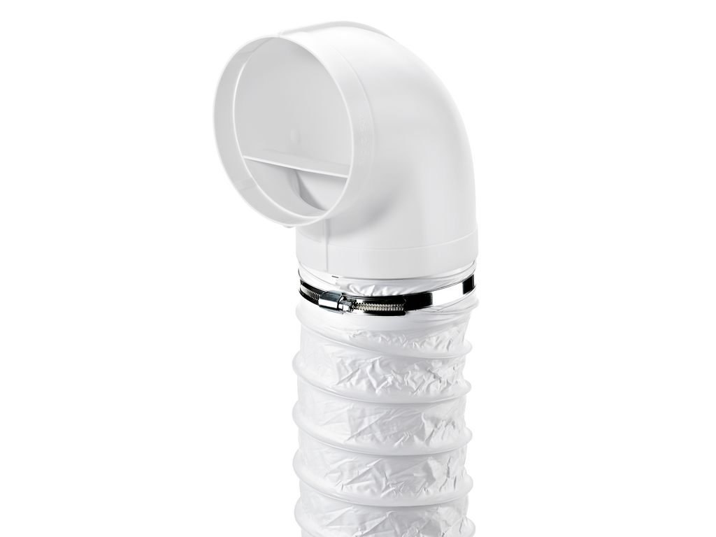 S04121_4052019_100 R-URX flow 150 Umlenkstück 90° mit Flexschlauch, Verbindungselement, weiß, L 500 mm