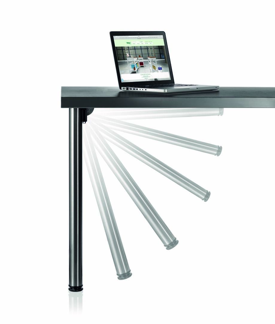 Stützfuß click,  rund, edelstahlfarbig, klappbar Stützfuß click,  rund, edelstahlfarbig, klappbar